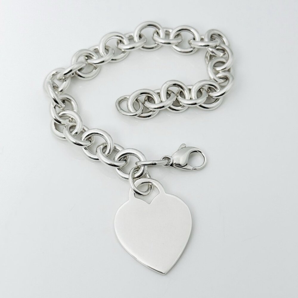 8.75" Please Return to Tiffany New York Extra Large Heart Tag Charm Bracelet - Picture 4 of 9
